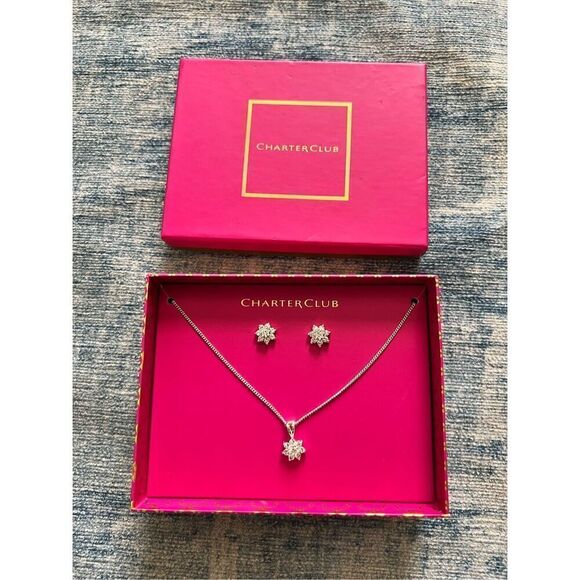 New! Charter Club Jewelry Earring Necklace Box Gift Set - Picture 1 of 4